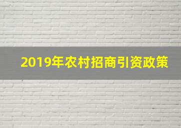 2019年农村招商引资政策