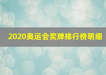 2020奥运会奖牌排行榜明细