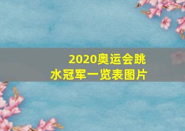 2020奥运会跳水冠军一览表图片