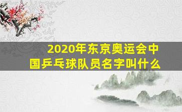 2020年东京奥运会中国乒乓球队员名字叫什么