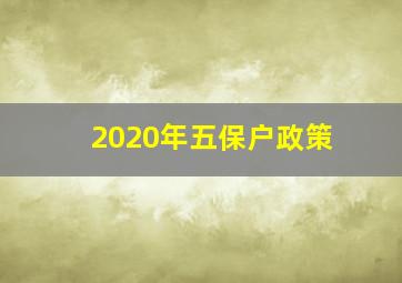 2020年五保户政策