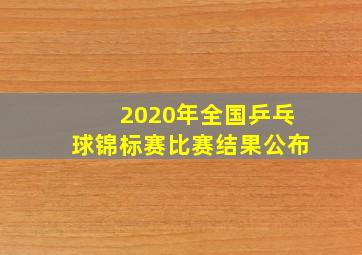 2020年全国乒乓球锦标赛比赛结果公布