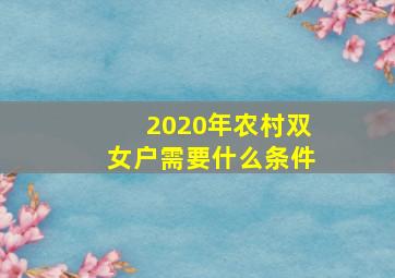 2020年农村双女户需要什么条件