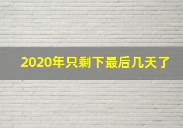 2020年只剩下最后几天了