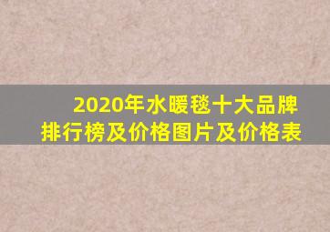 2020年水暖毯十大品牌排行榜及价格图片及价格表