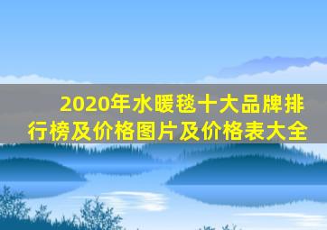 2020年水暖毯十大品牌排行榜及价格图片及价格表大全