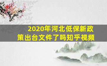 2020年河北低保新政策出台文件了吗知乎视频