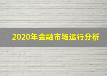 2020年金融市场运行分析