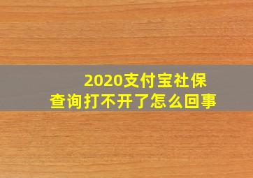 2020支付宝社保查询打不开了怎么回事