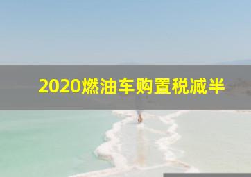 2020燃油车购置税减半