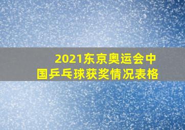 2021东京奥运会中国乒乓球获奖情况表格