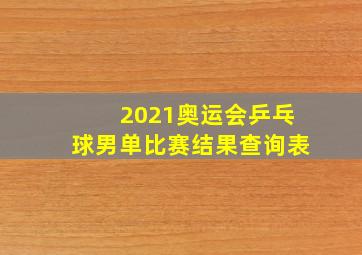 2021奥运会乒乓球男单比赛结果查询表