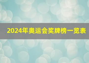 2024年奥运会奖牌榜一览表