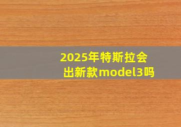 2025年特斯拉会出新款model3吗