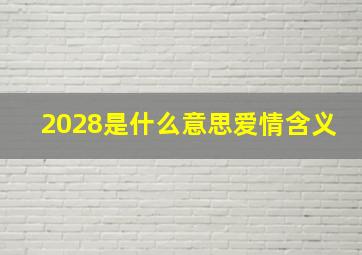 2028是什么意思爱情含义