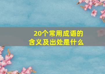 20个常用成语的含义及出处是什么