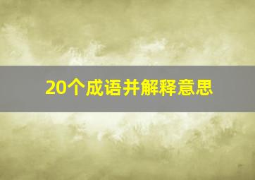 20个成语并解释意思