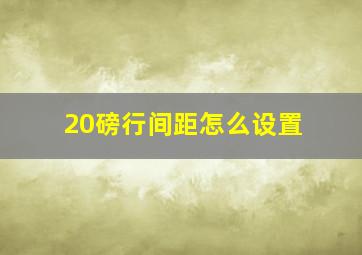 20磅行间距怎么设置