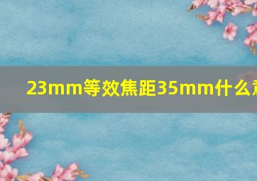 23mm等效焦距35mm什么意思