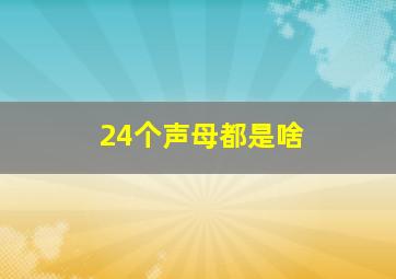 24个声母都是啥