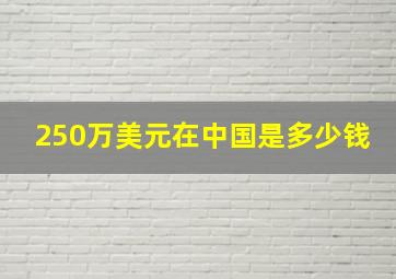 250万美元在中国是多少钱