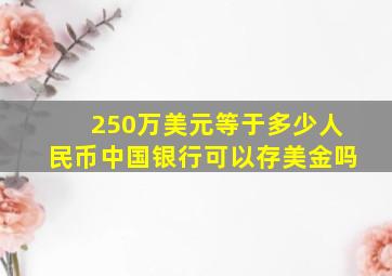 250万美元等于多少人民币中国银行可以存美金吗