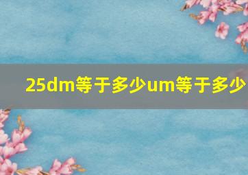 25dm等于多少um等于多少nm