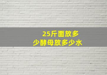 25斤面放多少酵母放多少水