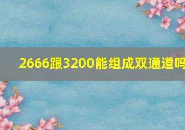 2666跟3200能组成双通道吗