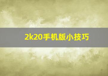 2k20手机版小技巧