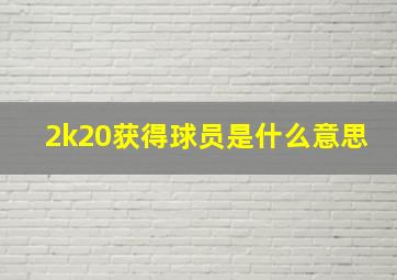 2k20获得球员是什么意思