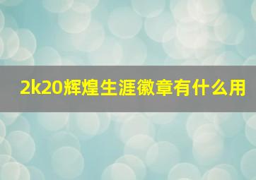 2k20辉煌生涯徽章有什么用