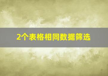 2个表格相同数据筛选