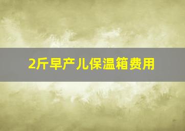 2斤早产儿保温箱费用