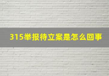 315举报待立案是怎么回事