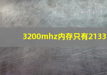 3200mhz内存只有2133