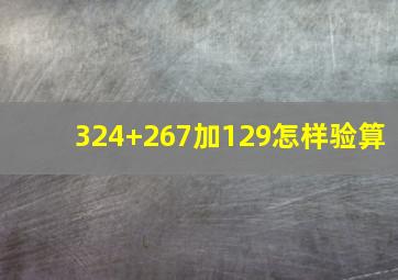 324+267加129怎样验算