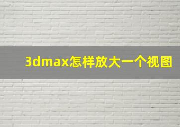 3dmax怎样放大一个视图