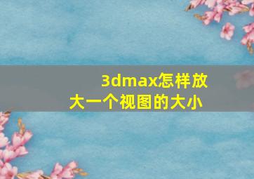 3dmax怎样放大一个视图的大小