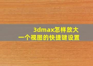 3dmax怎样放大一个视图的快捷键设置