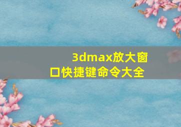 3dmax放大窗口快捷键命令大全