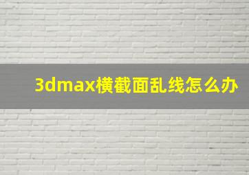 3dmax横截面乱线怎么办