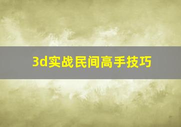 3d实战民间高手技巧