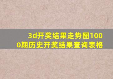 3d开奖结果走势图1000期历史开奖结果查询表格