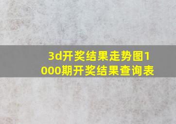 3d开奖结果走势图1000期开奖结果查询表