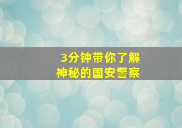 3分钟带你了解神秘的国安警察