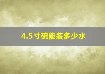 4.5寸碗能装多少水