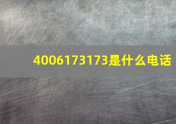 4006173173是什么电话