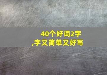 40个好词2字,字又简单又好写