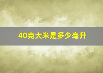 40克大米是多少毫升